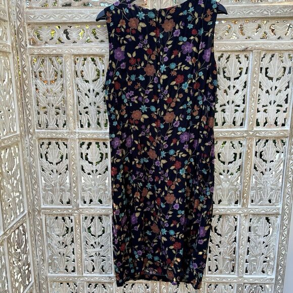 Parsons Place Midi Dress Women L Dark Floral Sleeveless Rayon Boho Cottagecore - Picture 4 of 7